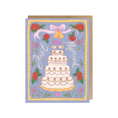 TPN-069 Just Married Vintage Wedding Cake Greeting Card