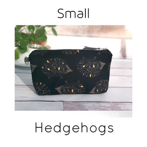 BD1-01-16 Small Canvas Travel Pouch / (Black Hedgehogs)
