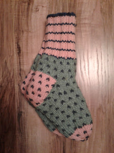 FC1-073 Slipper Socks _ Turquoise/Pink_ M