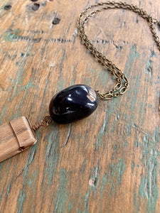SL1-25 Wood & Stone Necklace