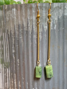 SL1-32 Brass Stick Earrings with Gemstones