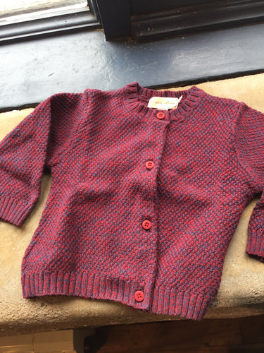 PC1-020 burgundy and blue knit cardigan