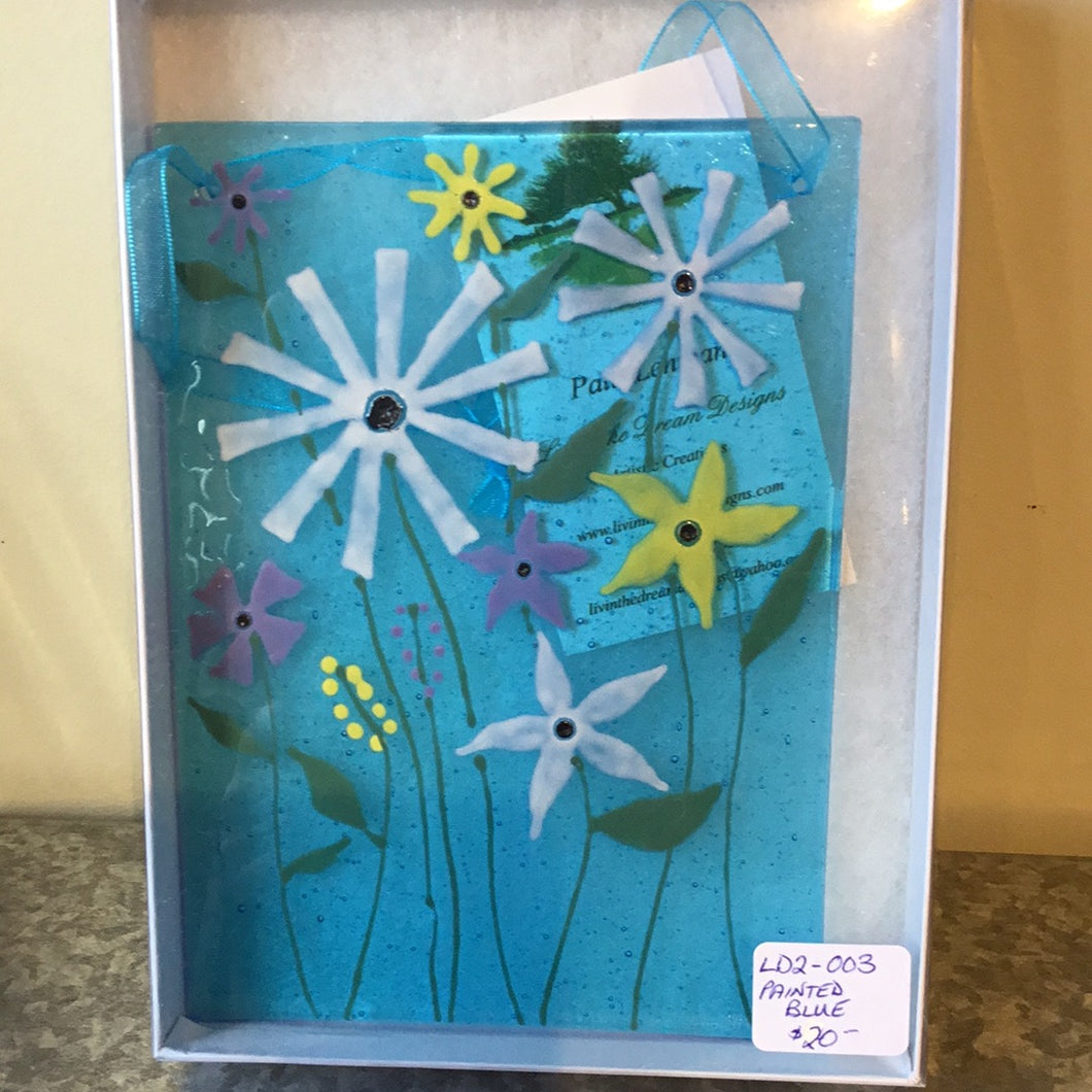 LD2-003  Painted Flowers Glass Panel