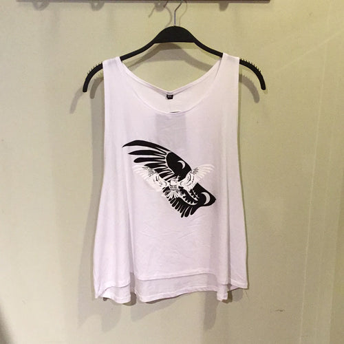 NM1-186 Ladies Muscle Crop Top Tank _ Eagle * White