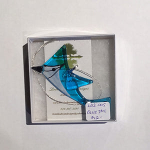 LD2-005 Cardinal Bird Ornament  Fused Glass