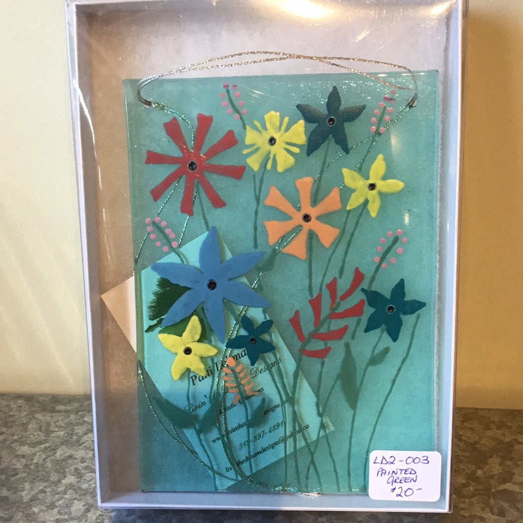 LD2-003  Painted Flowers Glass Panel
