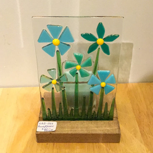 LD2-001 Candle Holder w Fused Glass