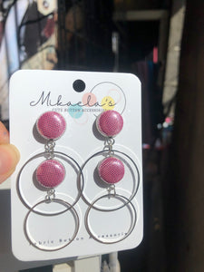 MC1-008 Double Button Shape Pendant Earrings