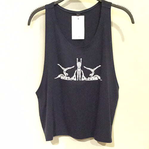 NM1-175 Ladies Muscle Tank Crop Warrior 3* Blue Navy *L