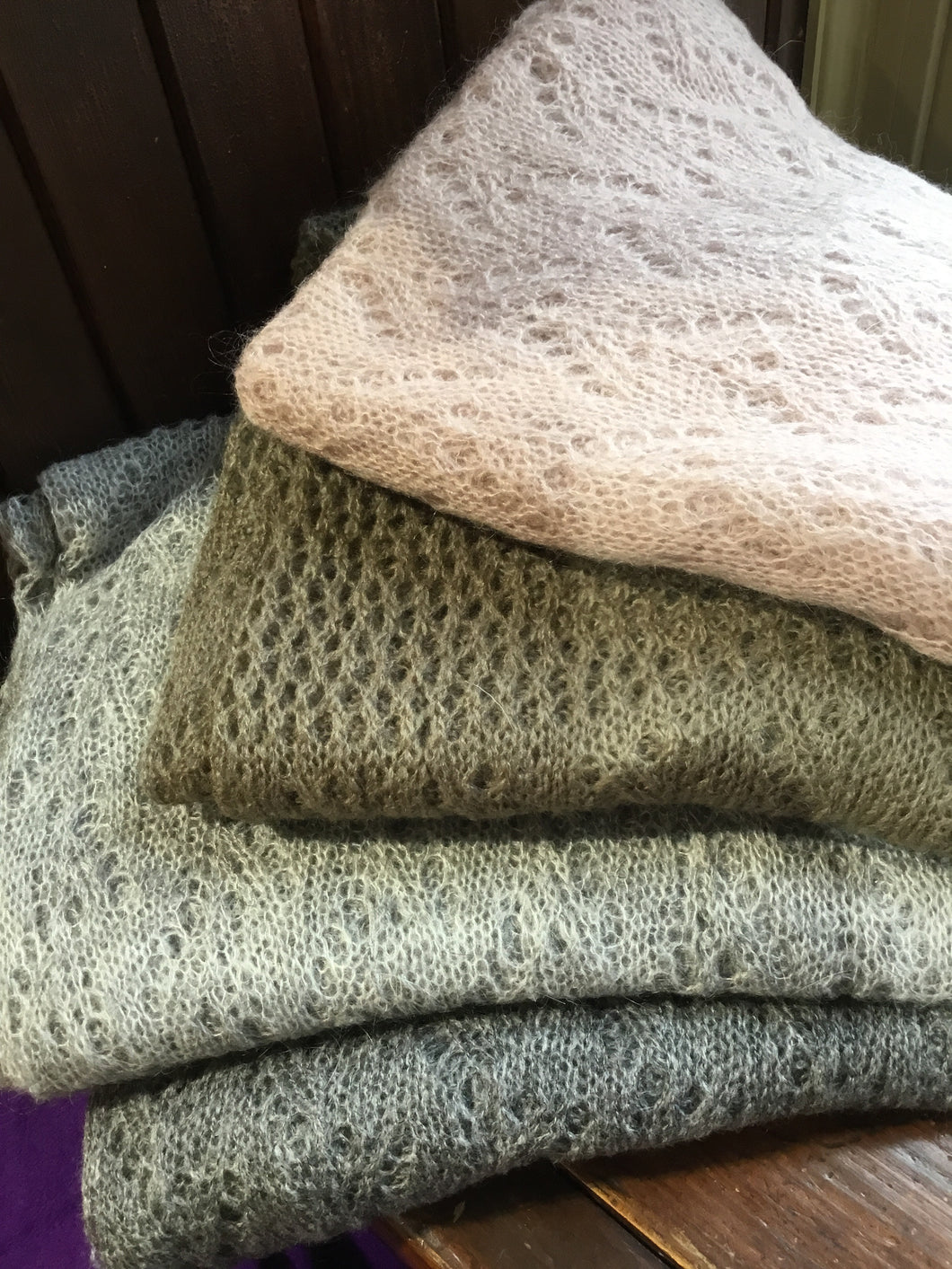 TB1-124 Bypias mohair knit shawl